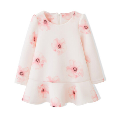 

Flossie Flordeer French girl children's clothing space cotton printed dress F6009 beige 100