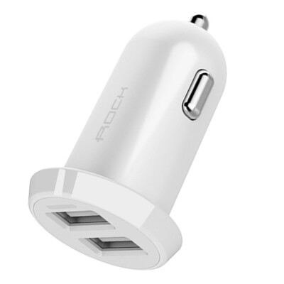 

Rocker (ROCK) Car Charger / Aluminum Dual USB Car Charger Cigarette Lighter One Hew Two USB Car Charger White Gold