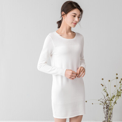 

INMAN jacquard long sleeve knit dress white  1863451696