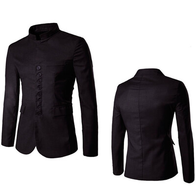 

Men Stand Collar Chinese Eight Button Suit Groom Dress