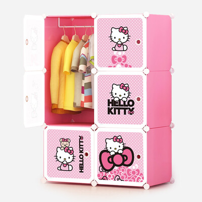 

Jingdong Supermarket Kouzi cartoon wardrobe combination resin wardrobe simple wardrobe storage plastic simple combination of storage wardrobe