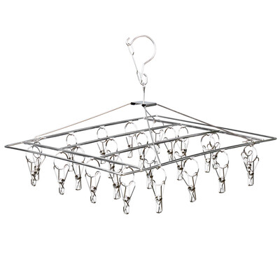 

Pao Yanni Clothes Hanger Rigid Stainless Steel Clothes Clamp Balcony Windproof Multi-Clip Sun Drying Socks Hanger 20 Clip Square Double Sling Clip 37cm 30cm DQ-9023-10
