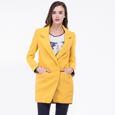 

TMI Mystery Women &39s Spring Suit Collar Tunic Coat 161236 Yellow L