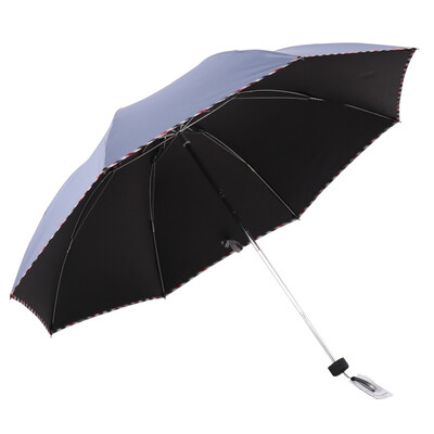 

Paradise umbrella UPF50 Vinyl hit cloth lattice side strong water repellent thirty fold business sunny umbrella blue ash 30242DLCJ