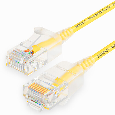 

Shanze SAMZHE SZW-2015 super six types of thin diameter CAT6A high-purity oxygen-free copper jumper 8-core twisted pair high-speed ultra-6 RJ45 network cable 15 m yellow