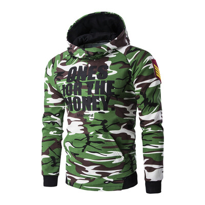 

Men Casual Camouflage Splicing Letter Printed Hoodie Coats