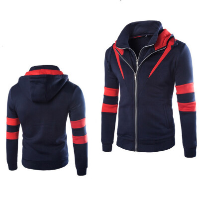 

Men Casual Double Zipper Sport Hoodie Coat