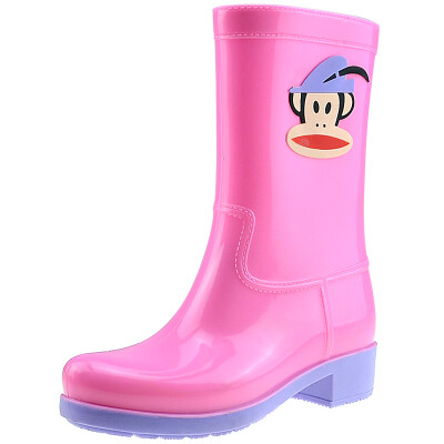 

PaulFrank mouth monkey rain boots fashion boots in the tube color water shoes PF1011 pink 40 yards