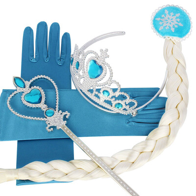

Halloween Girl Snow Queen Princess Crown Hair Piece Wand Gloves Cosplay