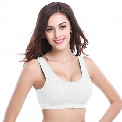 

Pandora PLANDOO Seamless Reticty Lace Sports Bra Comfort No Brake Underwear Yoga Running Vest White