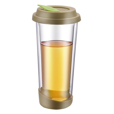 

Jingdong supermarket] green beads lvzhu 400ml office cups glass double layer of milk coffee grass tea cups C9019 grass green