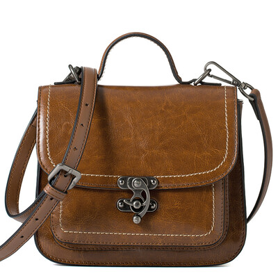 

Yan Man retro Cambridge package art english english women ladies leather buckle postman bag handbag shoulder Messenger bag 853170062 brown