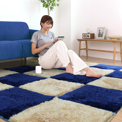 

Meiya living room bedroom full shop checkered carpet 40 40 cm deep sea blue 4 packs
