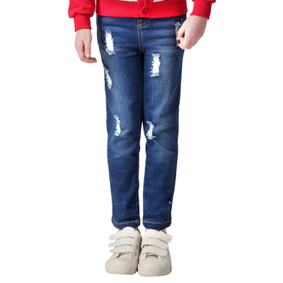 

Xin Song girls fashion holes jeans in the big children Spring and Autumn cowboy casual trousers pants E053B 150/58