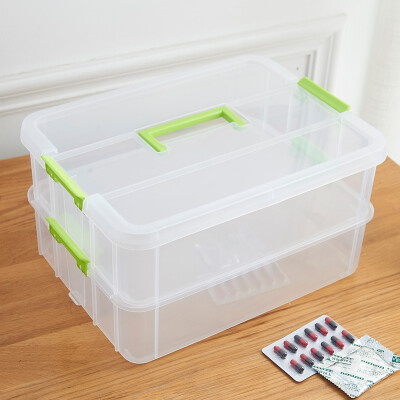 

[Jingdong Supermarket] space room emergency medicine box large double multi-grid mention the family health plastic storage box white 10L 1 only installed