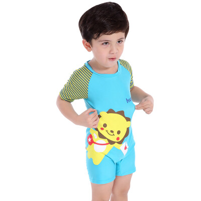 

Hugmii children swimsuit boys and girls cartoon baby conjoined sunscreen surfing suit FCIT0272 lion 140 yards