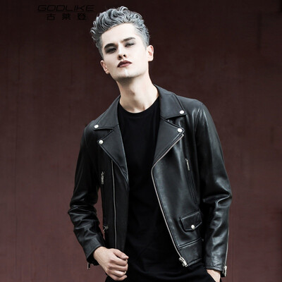 

Mens leather jacket long sleeve autumn witer clothing genuine sheepskin motocyle coat real leather the newest style