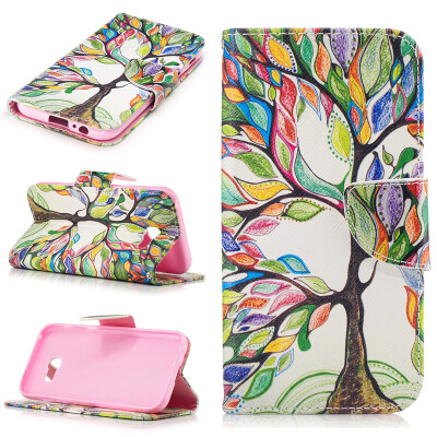 

Colorful tree PU Leather Flip Cover Wallet Card Holder Case for Samsung Galaxy A5 2017