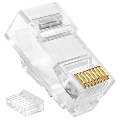

CNCOB CN-C6P6B-2AB RJ45 six types of crimp two-piece unshielded crystal head 8p8c gigabit network shaped two-piece connector plug 30 bag
