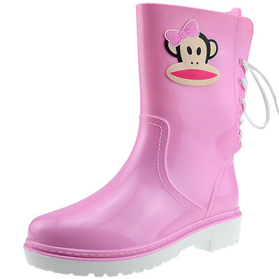 

PaulFrank mouth monkey rain boots fashion boots in the tube after the series with water shoes PF1002 pink 37 yards