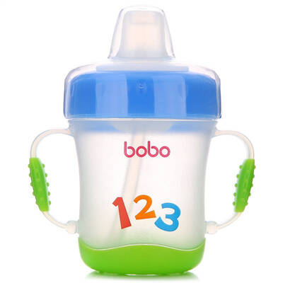

Le Bao bobo learning drinking cup baby soft mouth leakproof with handle sippy cup children drinking cup duckbill cup 170ml blue