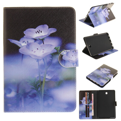 

Blue flower Style Embossing Classic Flip Cover with Stand Function and Credit Card Slot for SAMSUNG GALAXY Tab S2 8.0 T715C
