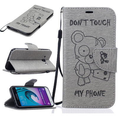 

Gray Bear Style Embossing Classic Flip Cover with Stand Function and Credit Card Slot for SAMSUNG GALAXY J3/J3 2016 J320