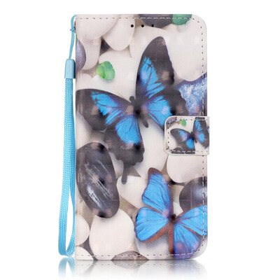 

Blue Butterfly Design PU Leather Flip Cover Wallet Card Holder Case for SAMSUNG G530