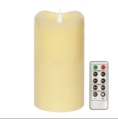 

Remote Control Moving Wick Led Candle With TimerPillar TopIvory3x5 InchesBy Simplux