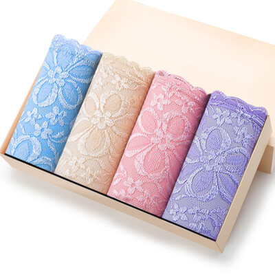 

Beauty&elegance lingerie sexy lace waist cotton crotch underwear female 4 loaded sky blue color pink light purple XL code