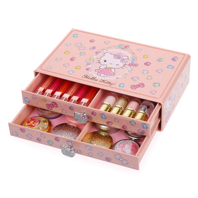 

HELLO KITTY косметики хранения коробка подарок на день рождения женский День святого Валентина подарок отправить девочек с металлической ручкой KT1261 двухслойный плоский большой вишневый цвет
