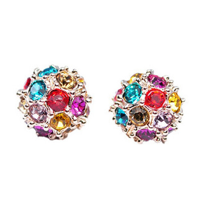 

Yoursfs® Sterling-Silver-Jewelry Galaxy Ball Stud Earrings for Women Multi Crystals Trendy Sparkle Ball Earrings Brincos Wholesale