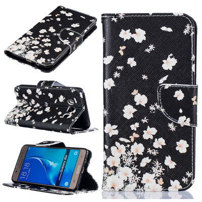 

Small white flowers Design PU Leather Flip Cover Wallet Card Holder Case for SAMSUNG Galaxy J5 2016/J510