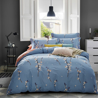 

Ying Xin home textiles cotton skin high-density high-density twill printing double bed four-piece suit for 15 18 m bed Hepburn feelings