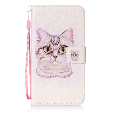 

Short Hair Cat Design PU Leather Flip Cover Wallet Card Holder Case for Sony Xperia XZ