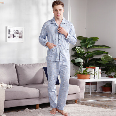 

[Jingdong supermarket] red beans home underwear couple pajamas home service men and women 2017 spring and summer new cotton printing cartoon cardigan long sleeve suit female models pink 165 / 88A