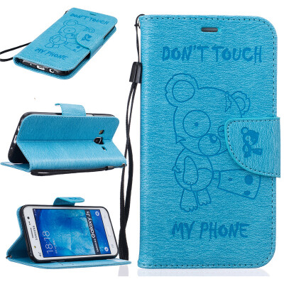 

Light Blue Bear Embossed PU Leather Wallet Case Classic Flip Cover with Stand Function and Credit Card Slot for SAMSUNG GALAXY J5