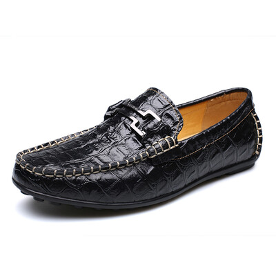 

Yuchi EGCHI men casual shoes Bean Le Fu shoe feet feet breathable leather shoes male 1155 black 40