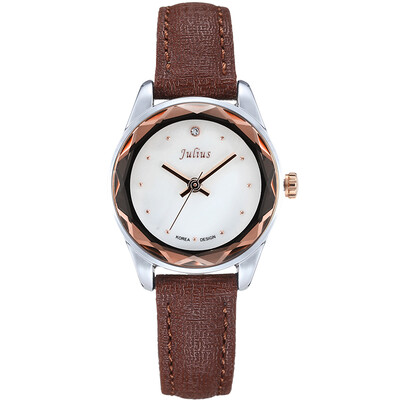 

Часы Julius Watch Small Series Diamond Seashell Dial Г-жа кожаные водонепроницаемые кварцевые часы черный JA-723D