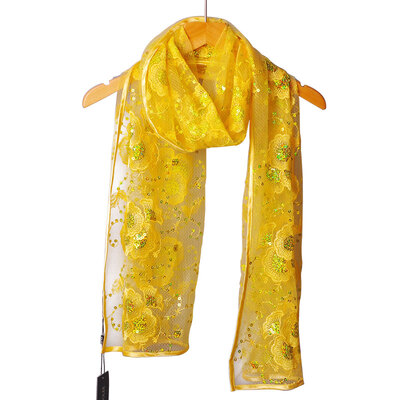 

Jingdong supermarket Yu Lan JOLEE lace embroidery scarf Korean fashion scarf summer shade beach beach towel yellow