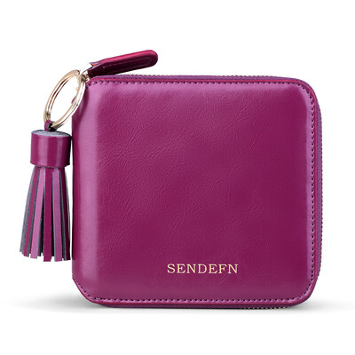 

SENDEFN wallet short paragraph women&39s leather wallet Korean fashion simple zipper girl wallet 5036 purple