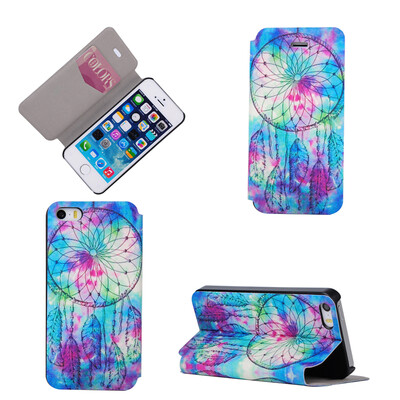 

Pink Dreamcatcher Design PU Leather Flip Cover Wallet Card Holder Case for iPhone 5