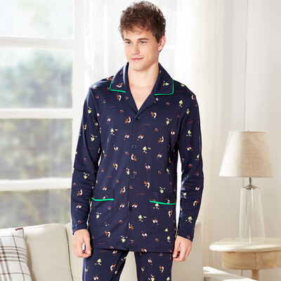 

[Jingdong supermarket] Pai Ban slave (PBENO) Piper Ban slave pajamas men's cotton long sleeves 2017 new suit 70631034 dark blue XL