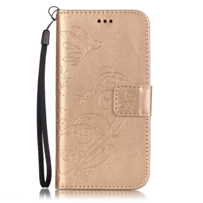 

Gold Flower Design PU Leather Flip Cover Wallet Card Holder Case for IPHONE 7