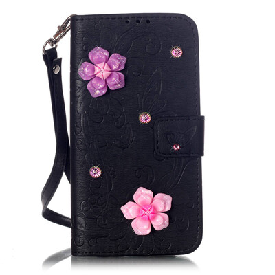 

Black Butterfly Style PU Leather Flip Cover Wallet Card Holder Case for SAMSUNG J510
