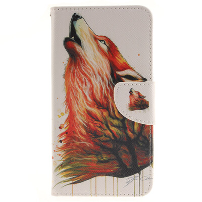 

Brown wolf Design PU Leather Flip Cover Wallet Card Holder Case for LG G4 StylusLS770