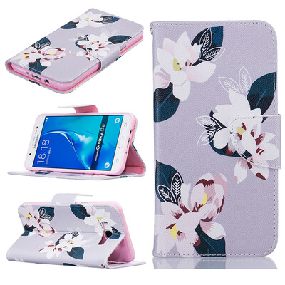 

Gray lily Design PU Leather Flip Cover Wallet Card Holder Case for SAMSUNG Galaxy J7 2016J710