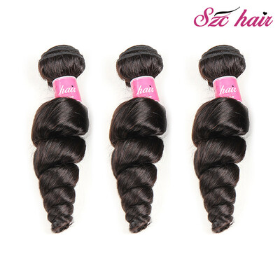 

SZC Hair Product Mongolian Loose Wave Virgin Hair 3 Bundles/lot 8-26 Inche Unprocessed Human Hair Extensions Natural Black Color C
