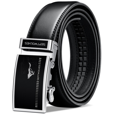 

Seven wolves belts male upgrade lengthened version of youth leisure automatic buckle belt business belt 7A01036532 black