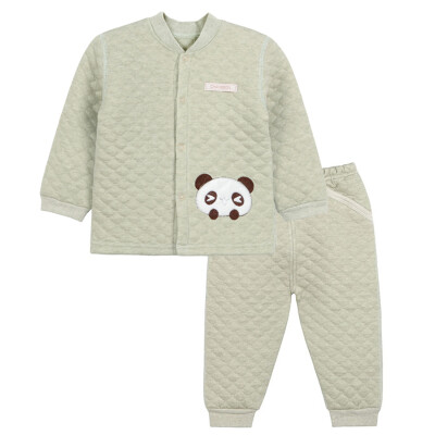 

Xin Song baby color cotton warm cardigan suit neonatal autumn and winter warm color cotton underwear shirt pants suit natural green panda D065D66